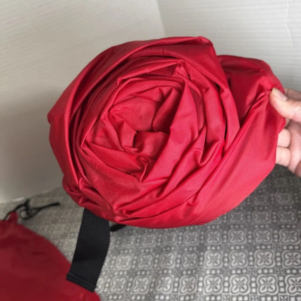 Vintage 90's Marlboro Unlimited Camping Sleeping Bag Roll Red Fleece. Nice!